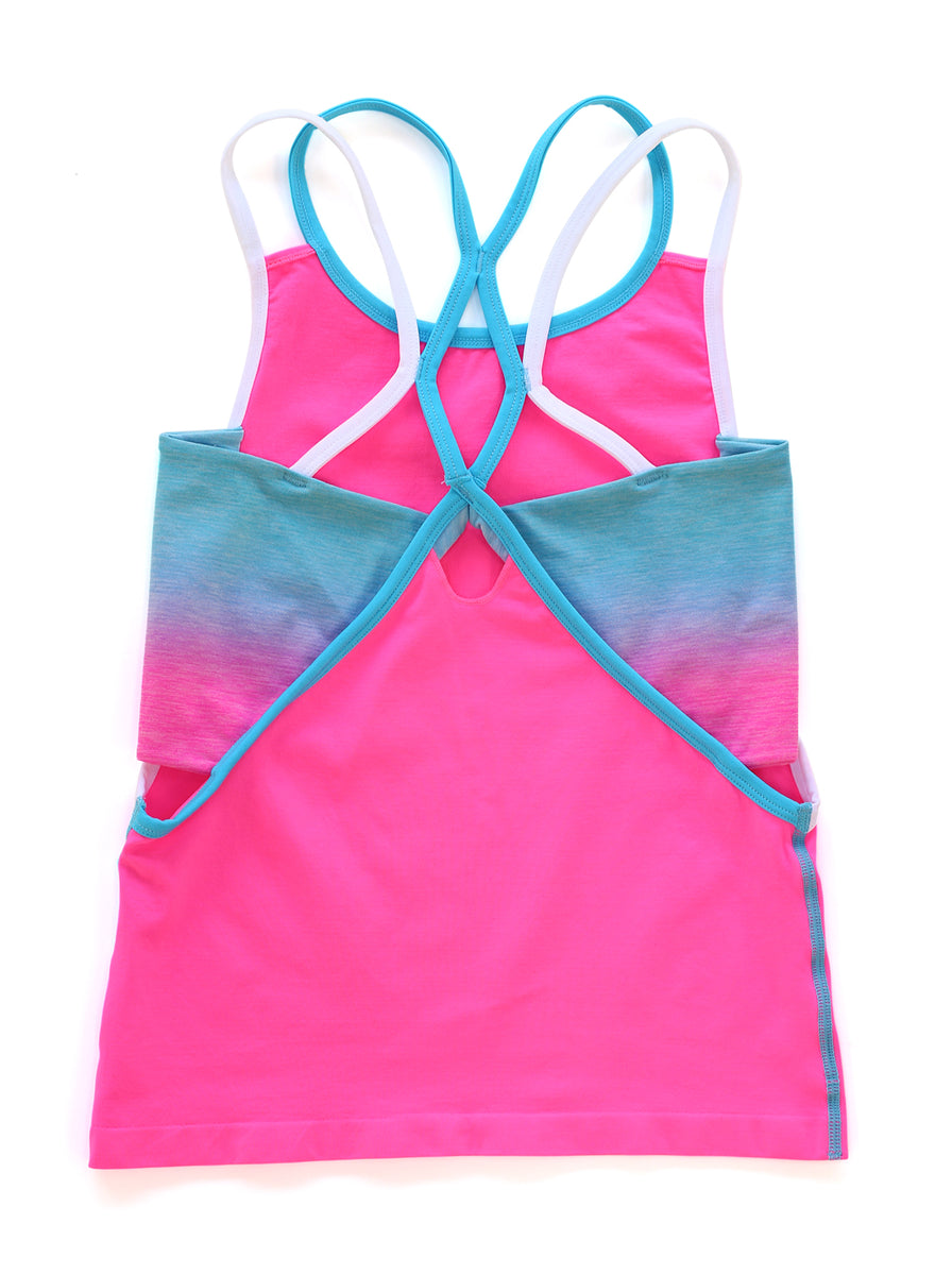 ●PINK PINEAPPLE● RIBBON PUNCHING CROP TSHIRTSKY BLUE m1037 PINK & BLUE OMBRE TANK 2-PACK – Little Miss Matched