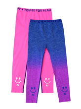 Load image into Gallery viewer, PINK &amp; BLUE HI BYE OMBRE 2-PACK LEGGINGS