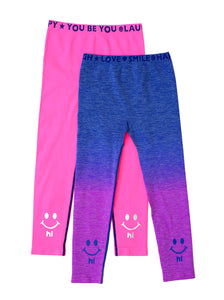 PINK & BLUE HI BYE OMBRE 2-PACK LEGGINGS