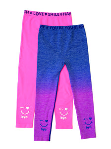 PINK & BLUE HI BYE OMBRE 2-PACK LEGGINGS