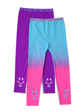 Load image into Gallery viewer, PURPLE &amp; BLUE OMBRE HI BYE LEGGINGS 2-PACK