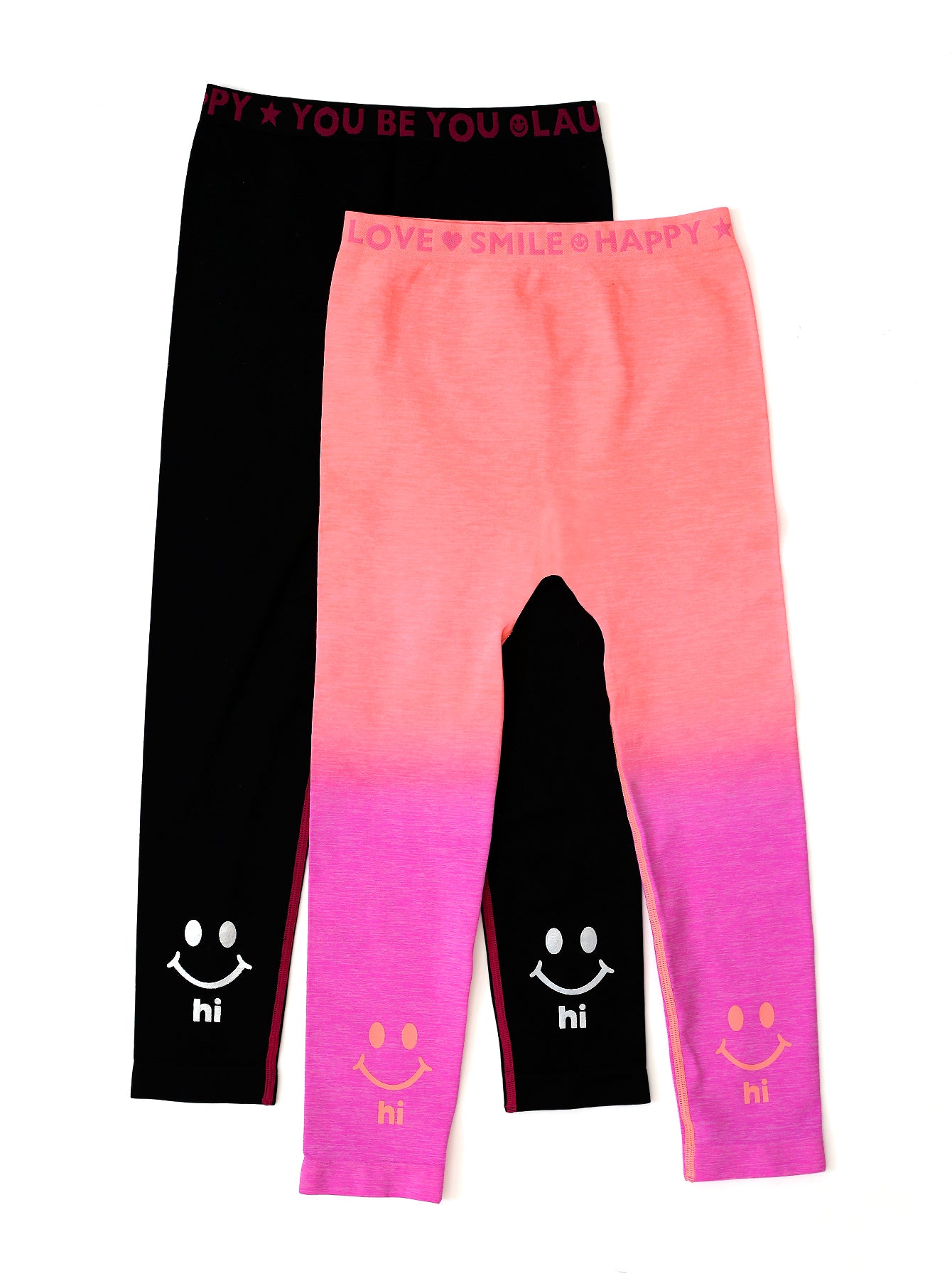 BLACK & CORAL OMBRE HI BYE LEGGINGS 2-PACK
