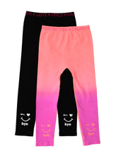 Load image into Gallery viewer, BLACK &amp; CORAL OMBRE HI BYE LEGGINGS 2-PACK