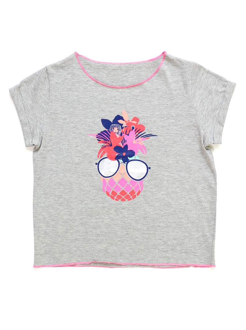 COOL FLORAL PINEAPPLE GRAPHIC TEE