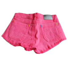 Load image into Gallery viewer, PINK DENIM SHORTS WITH CONTRAST STITCHING