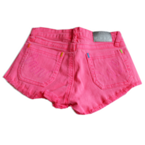PINK DENIM SHORTS WITH CONTRAST STITCHING