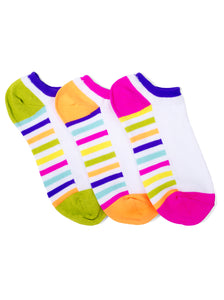 WHITE ZANY STRIPED LINER SOCKS