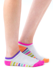 WHITE ZANY STRIPED LINER SOCKS