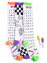 Load image into Gallery viewer, WACKY WORD SEARCH COLORIZE KNEE HIGH SOCKS