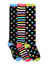 Load image into Gallery viewer, Black Zany Knee High Socks