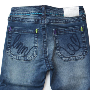 DENIM BLUE JEANS WITH CONTRAST STITCHING