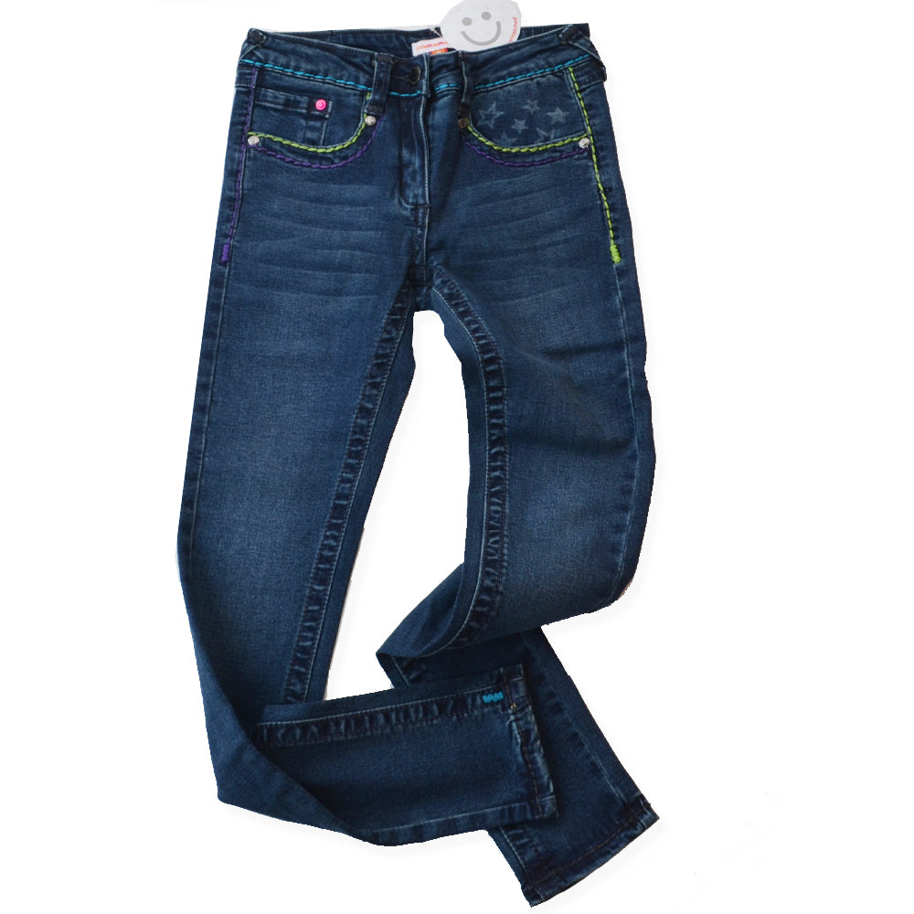 DENIM BLUE JEANS WITH CONTRAST STITCHING